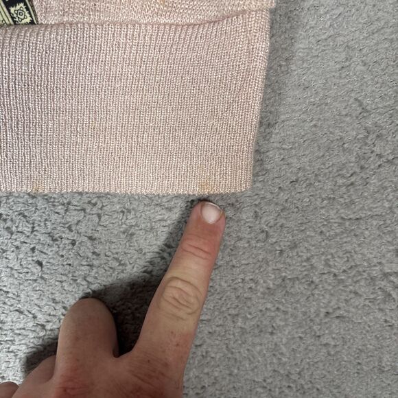 Philippe Marques Petite Women’s Size 8 Mixed Media Sweater Blush Pink Boho Retro - Picture 8 of 16